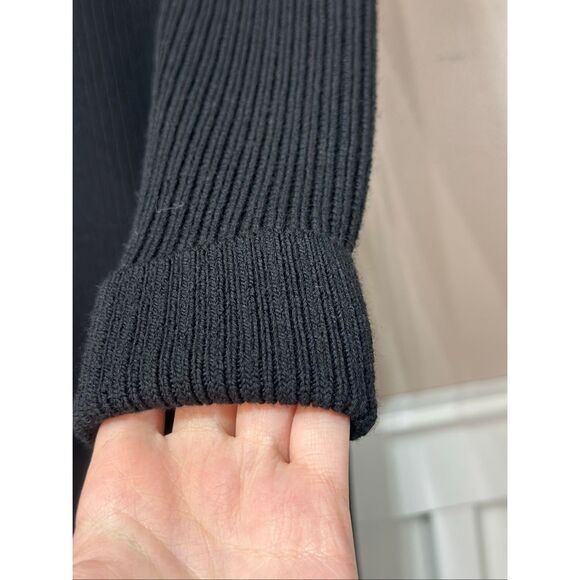 NWOT BOTTEGA VENETA Wool Blend Turtleneck Ribbed Bodycon Midi Black Dress Medium - Picture 3 of 12